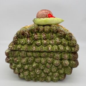 Vintage Majolica Asparagus Tureen: Trompe‎ l'oeil Kitchen Decor Ceramic Japan